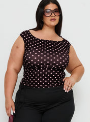 Cheirosa Off Shoulder Top Chocolate / Pink Curve
