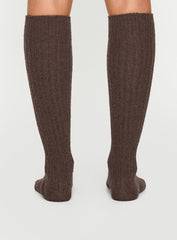 Boderline High Knee Ribbed Socks Chocolate