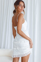 Dear Lover Cami Strap Frill Detail Lace Dress White