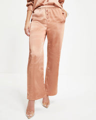 Between The Sheets Satin Pocketed Pants - Dusty Copper
