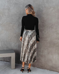 Bittersweet Revenge Snake Pleated Slit Midi Skirt