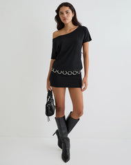 Edwina Off The Shoulder Mini Dress in Black