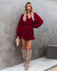 Found Love Pleated Romper - Wine