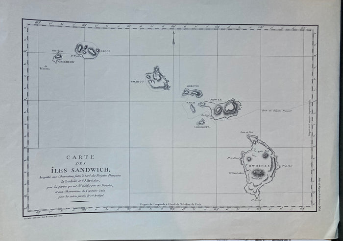 (Map of Hawaii) [Facsimile] Carte des Iles Sandwich. Commodore Jean François de Galaup, comte de La Perouses. (1958)