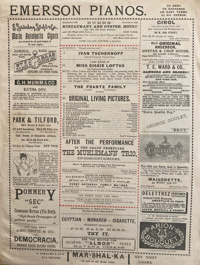 (Vaudeville) Koster & Bial's Music Hall. "Grand Family Matinee." March 25, 1895.