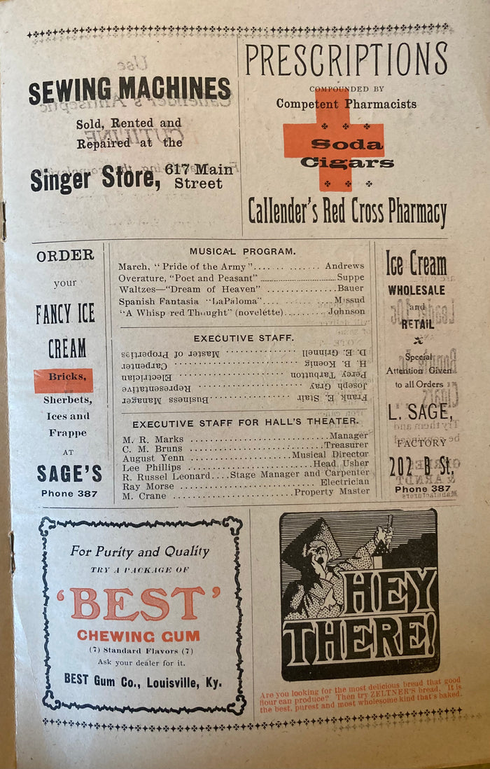 Hall's Theatre, LaPorte, IN. "Faust." Oct. 3, 1904.