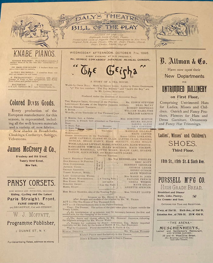 Daly's Theatre, NY. "The Geisha." Oct. 7, 1896.