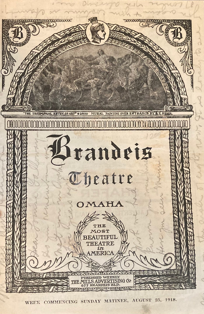 Brandeis Theatre, Omaha, NE. "Twin Beds." August 25, 1918.