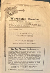 (Worcester, MA) Worcester Theatre. "Dangerous People." Feb. 25, 1924.