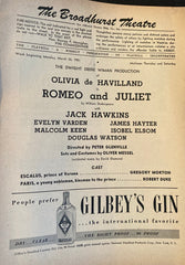 Broadhurst Theatre, NY. "Romeo and Juliet." Starring Olivia de Havilland. March 26, 1951.