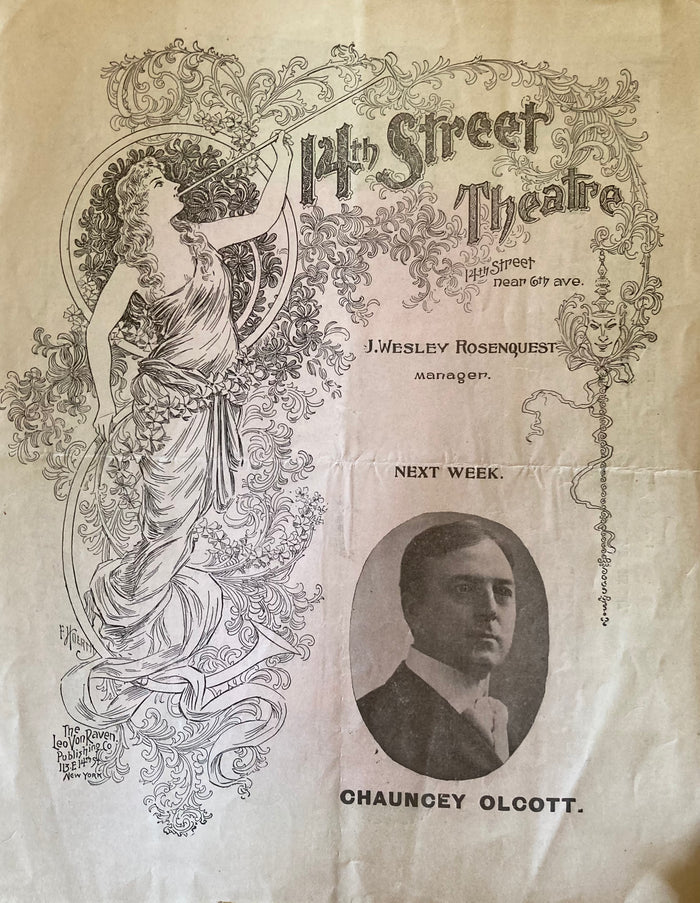 Fourteenth Street Theatre, NY. Chauncey Olcott in "A Romance of Athlone." Jan. 29, 1900.