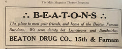 Brandeis Theatre, Omaha, NE. "Twin Beds." August 25, 1918.