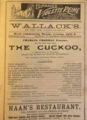 Wallack's Theatre, NY. "The Cuckoo." April 3, 1898.