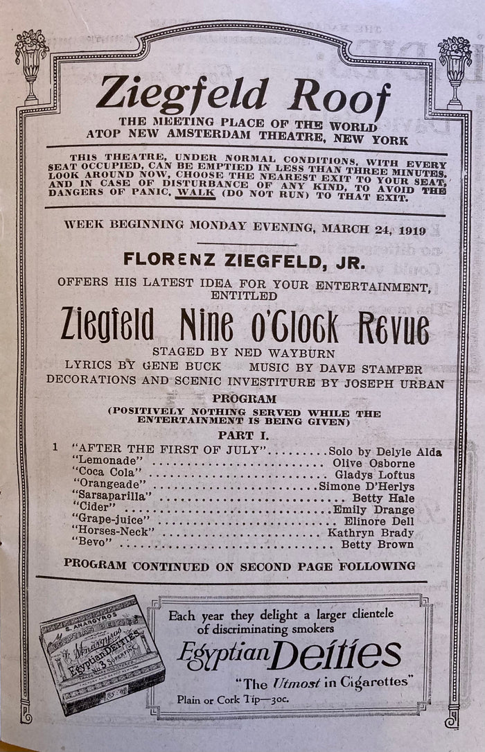 Ziegfeld Nine O'Clock Revue. With Bert Williams. March 24, 1919.
