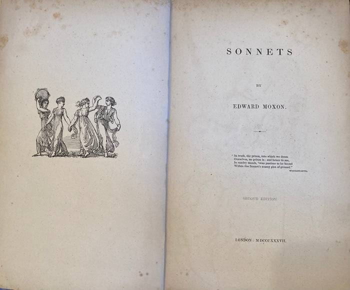 [Charles Dickens Association] Sonnets. By Edward Moxon. (1837)