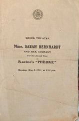 (Berkeley, CA) Phaedre. Starring Mme. Sarah Bernhardt. May 8, 1911.
