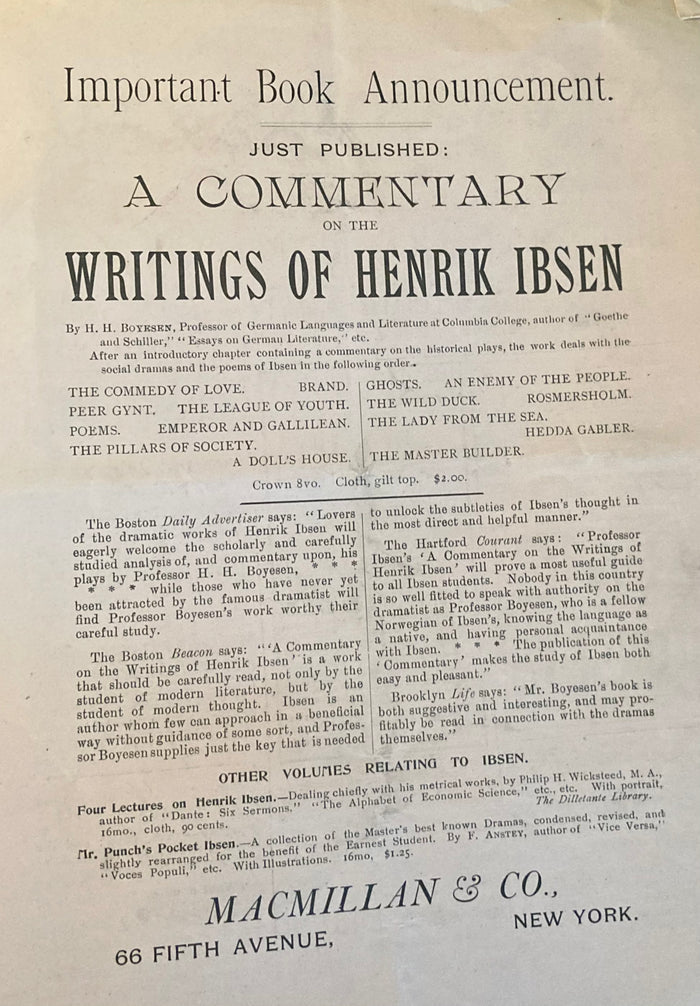 Garden Theatre, NY. Ibsen's "Ghosts." Jan. 25, 1895.