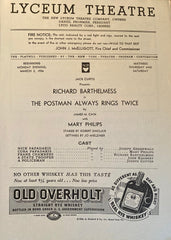 Lyceum Theatre, NY. "The Postman Always Rings Twice." March 2, 1936.