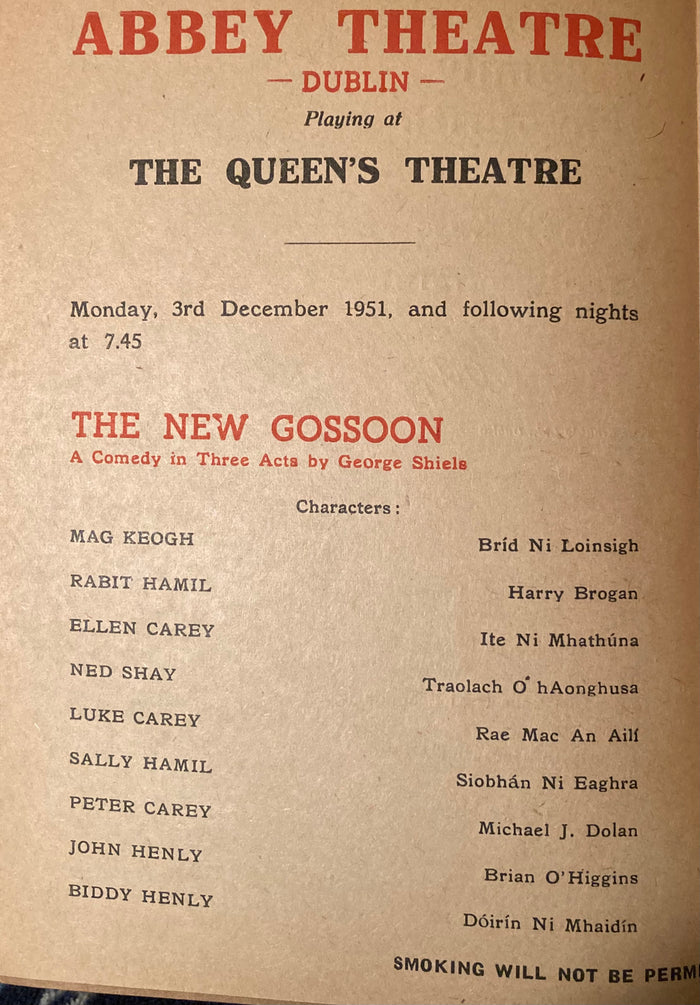 Abbey Theatre, Dublin. "The New Gossoon." Dec. 3, 1951.