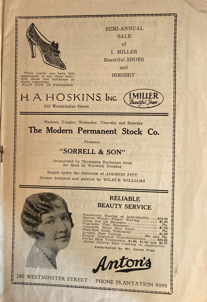 Modern Theatre. Providence, RI. "Sorrell & Son." (1927)