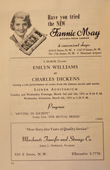 (Dickens) Emlyn Williams as "Charles Dickens." Smith College of Washington, Lisner Auditorium. March 3rd and 4th, 1953.