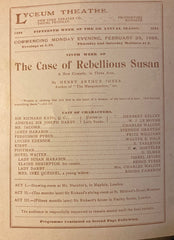 Lyceum Theatre, NY. "The Case of Rebellious Susan." Feb. 25, 1885.