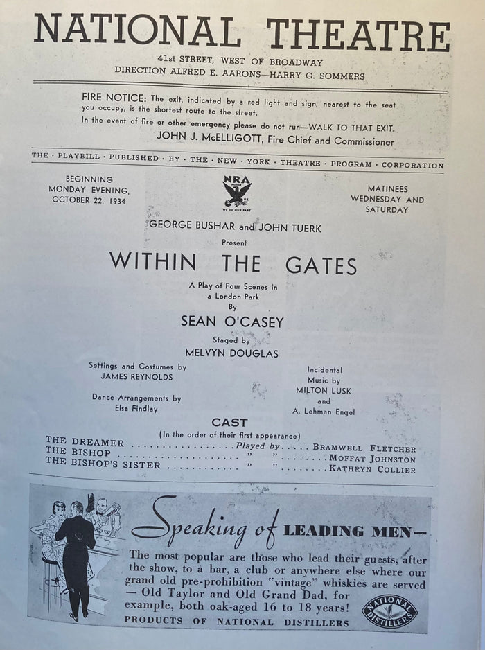National Theatre, NY. "Within the Gates." By Sean O'Casey. Oct. 22, 1934.