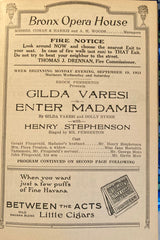 "Enter Madame." Sept. 19, 1921. Bronx Opera House, NY.