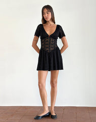 Geni Mini Dress in Regal Lace Black