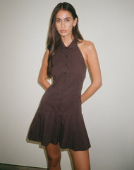 Mikena Collared Dress in Deep Mahogany