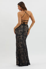 Sparks Fly Sequin Embellished Maxi Dress Black/Nude