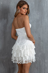 Rosalie Lace Ruffle Mini Dress White