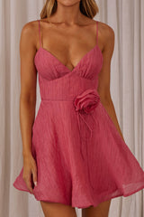 Kalinda Rose Accent Mini Dress Crepe Pink