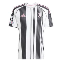 adidas Juventus Rouhi Home Jersey w/ Champions League Patches 25/26 (White/Black/Pink) | SoccerWearhouse