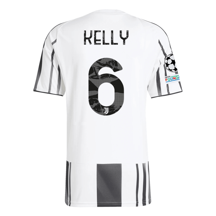 adidas Juventus Kelly Home Jersey w/ Champions League Patches 25/26 (White/Black/Pink) | SoccerWearhouse