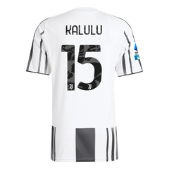adidas Men's Juventus Kalulu Home Jersey w/ Serie A Patch 25/26 (White/Black/Pink) | SoccerWearhouse