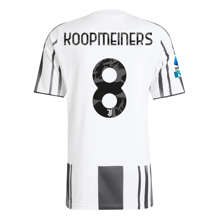 adidas Men's Juventus Koopmeiners Home Jersey w/ Serie A Patch 25/26 (White/Black/Pink) | SoccerWearhouse