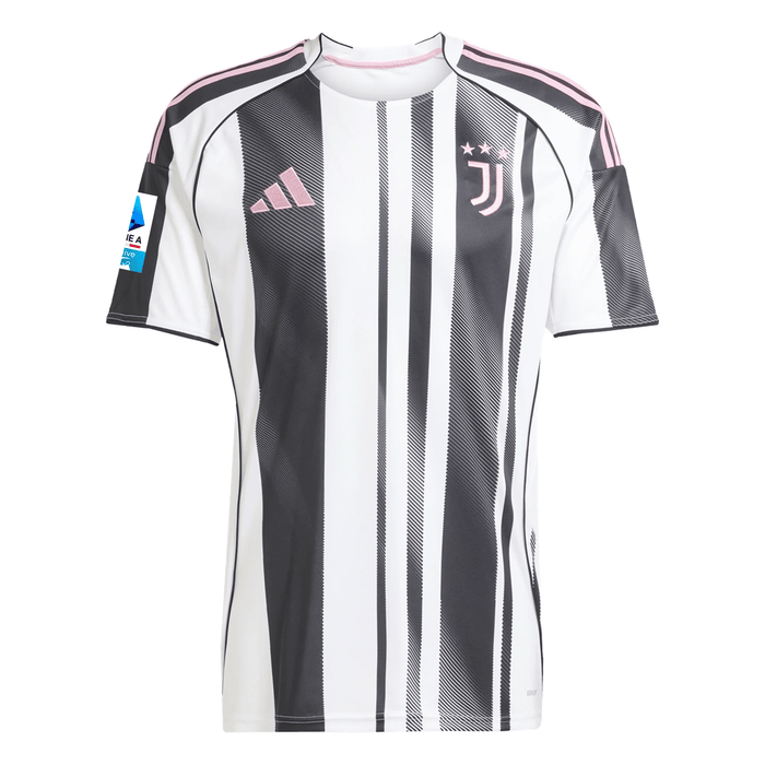 adidas Men's Juventus Rouhi Home Jersey w/ Serie A Patch 25/26 (White/Black/Pink) | SoccerWearhouse