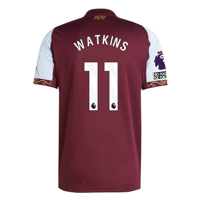 adidas Ollie Watkins Men's Aston Villa Home Jersey 25/26 w/ NRFR + EPL Patches (Maroon/Blue) | SoccerWearhouse