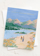 A card with image of a couple outdoors, text reads "Forever My Adventure Companion - Happy Anniversary".