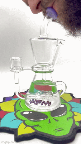 AFM Glass Hour Glass 8.5" Recycler Dab Rig