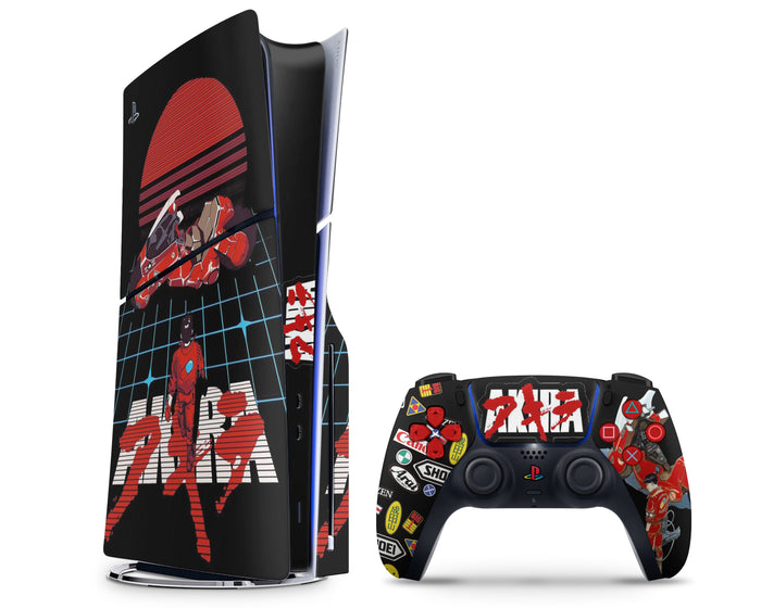 Anime Town Creations PS5 Slim Akira Retro Synthwave Biker PS5 Slim Skins - Anime Akira PS5 Slim Skin