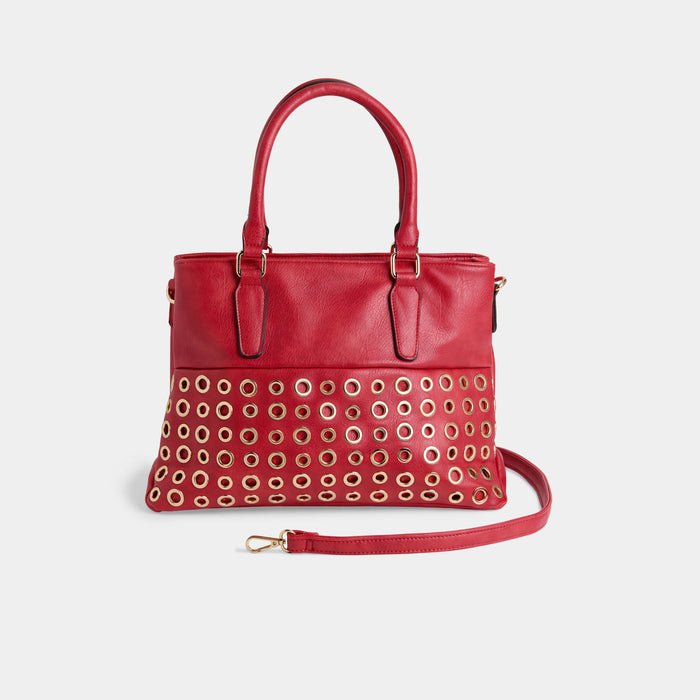 Amabel Double Compartment Grommet Tote - Red