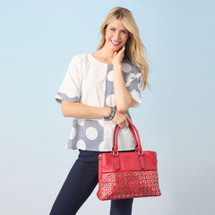 Amabel Double Compartment Grommet Tote - Red