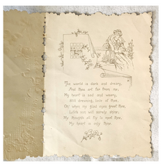 Antique 1800s Valentine Victorian Die Cut Dresden Lace Woman w/Cupids and Hearts
