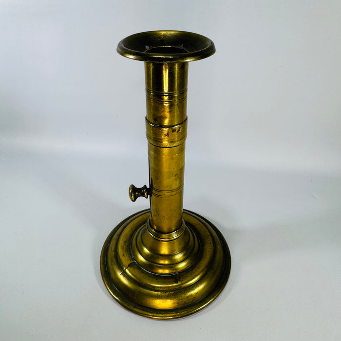 Antique Brass Push-Up Candlestick | Adjustable 19th Century Candle Holder