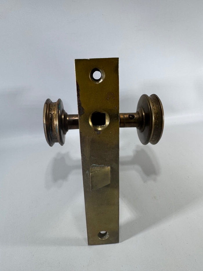 Antique Norwalk Mortise Lock Set with Ornate Brass Door Knobs Victorian Door Hardware