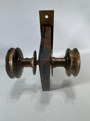 Antique Norwalk Mortise Lock Set with Ornate Brass Door Knobs Victorian Door Hardware
