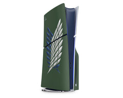 Anime Town Creations PS5 Slim Attack On Titan Survey Corps Green Minimalistic PS5 Slim Skins - Anime Attack on Titan PS5 Slim Skin