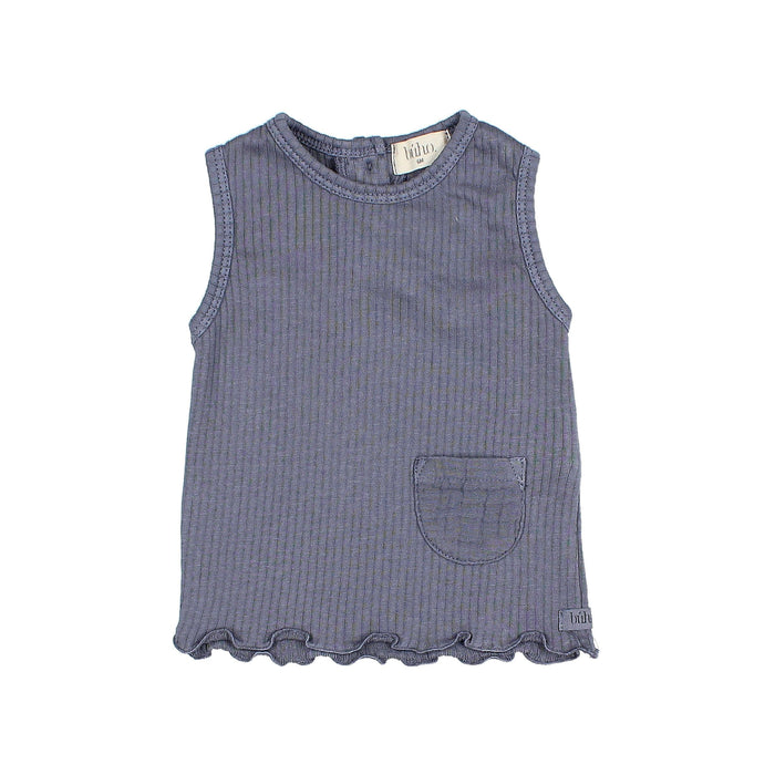 Baby Rib Top in Blue Stone